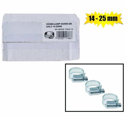 Hoseclamp worm-dr galv 14-25mm