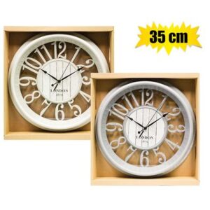 Clock wall qtz pl decorative 35cm asstd